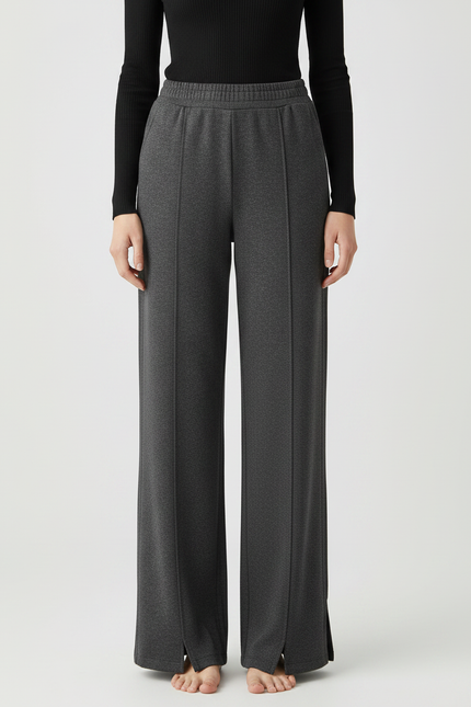 Pantalon Gris Droit Ample Taille Haute Confortable - Molleton - vue 3