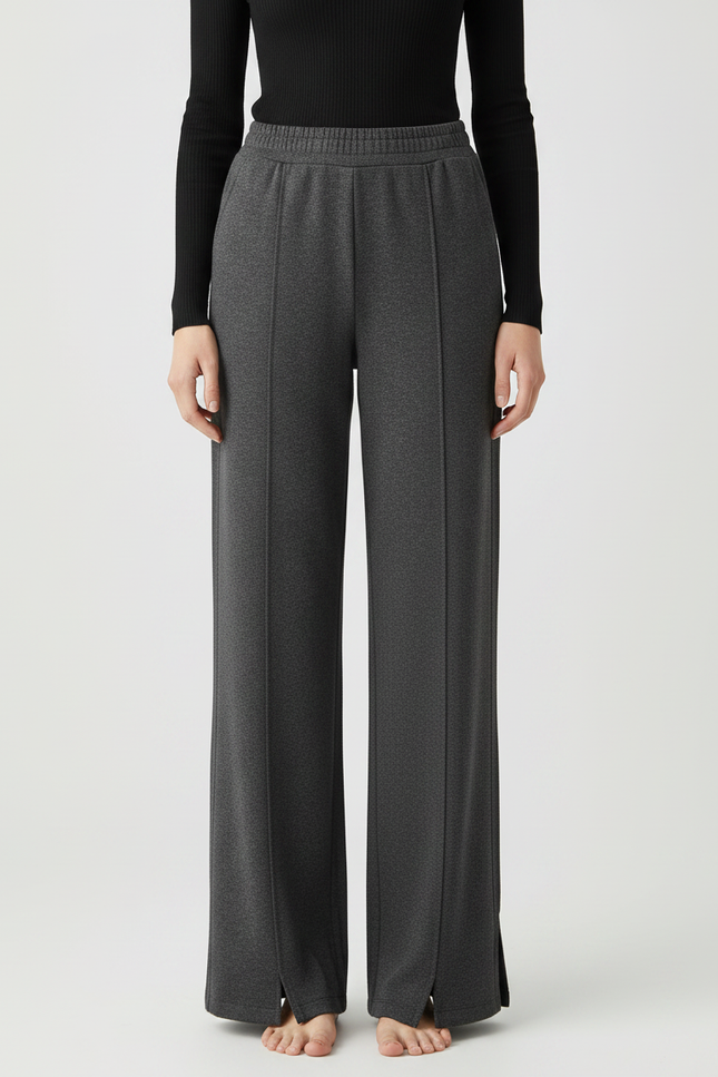 Pantalon Gris Droit Ample Taille Haute Confortable - Molleton - vue 3