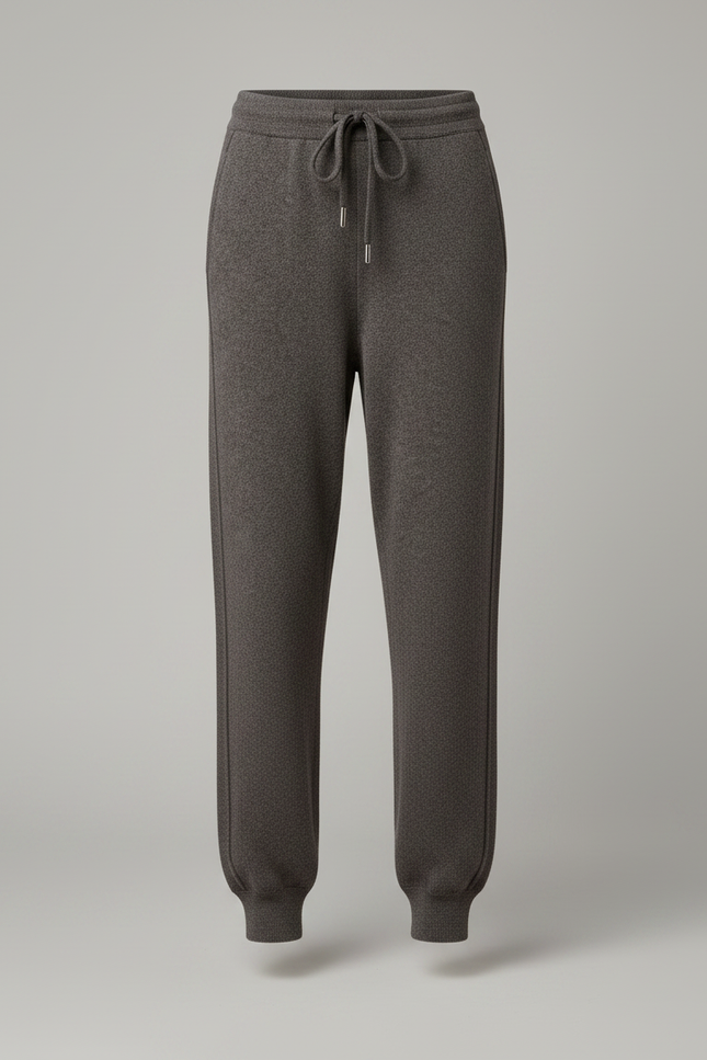 Pantalon Gris Cachemire Ample Décontracté Cordon Femme - Laine - vue 3