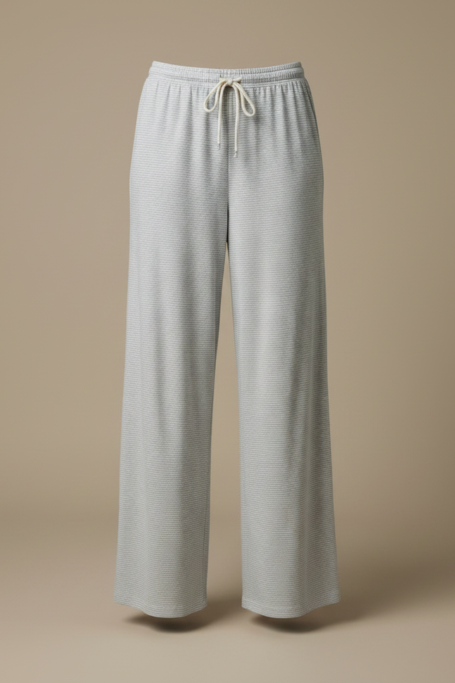 Pantalon Gris Rayé Ample Cordon Décontracté - Maille - vue 3