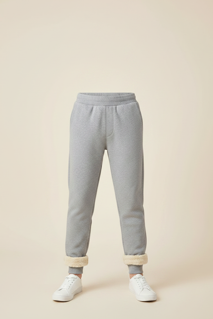 Pantalon Gris Molletonné Doublure Polaire Enfant Confortable - vue 3