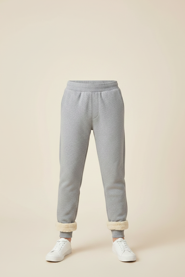 Pantalon Gris Molletonné Doublure Polaire Enfant Confortable - vue 3