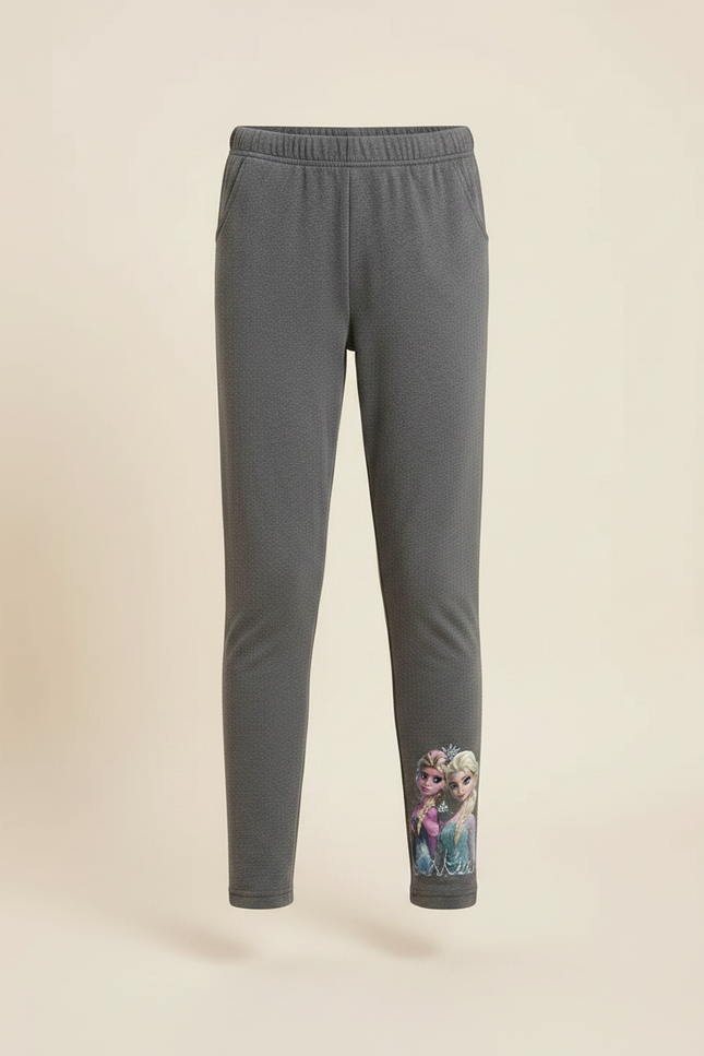 Pantalon Gris Coton Imprimé Elsa Enfant Confortable - Molleton - vue 3