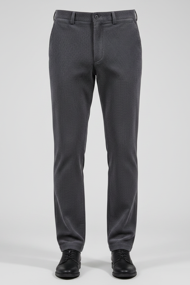 Pantalon Gris Côtelé Droit Chaud Décontracté Homme - Cordé - vue 3