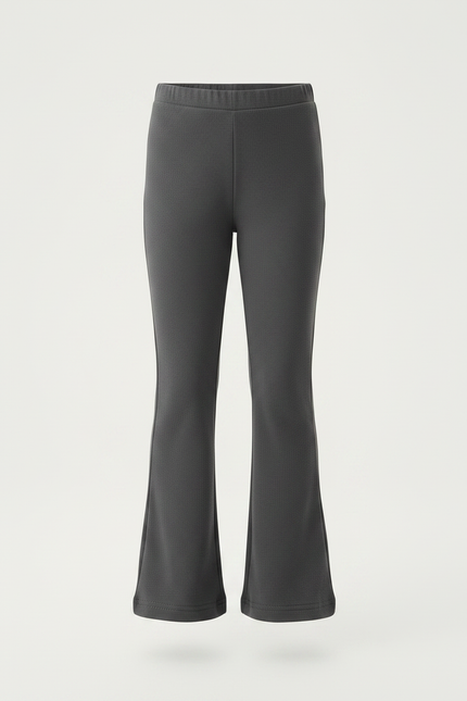 Pantalon Gris Évasé Côtelé Confortable Fille - Maille - vue 3