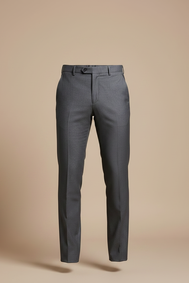 Pantalon Gris Homme Élégant Droit Business Habillé - Laine - vue 3