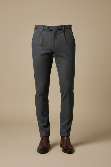 Pantalon Gris Slim Habillé Carreaux Homme - Laine - vue 3