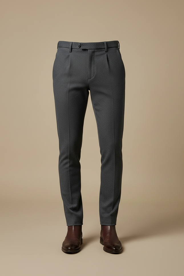 Pantalon Gris Slim Habillé Carreaux Homme - Laine - vue 3