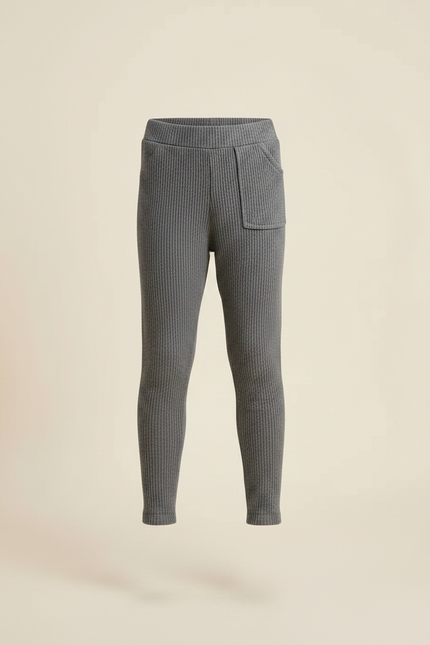 Pantalon Gris Côtelé Confortable Enfant - Maille - vue 3
