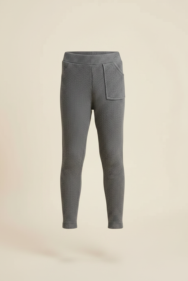 Pantalon Gris Côtelé Confortable Enfant - Maille - vue 3