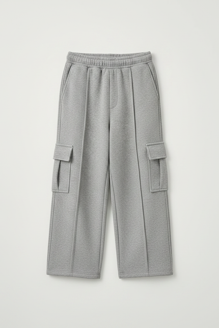 Pantalon Gris Cargo Ample Molletonné Enfant - vue 3