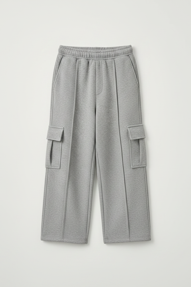 Pantalon Gris Cargo Ample Molletonné Enfant - vue 3