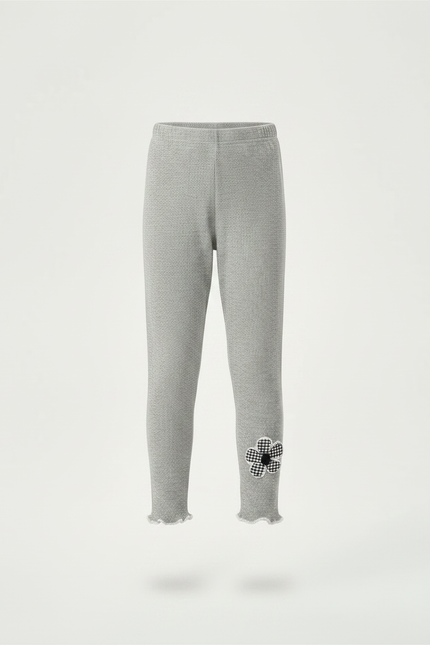 Pantalon Gris Côtelé Skinny À Fleur Enfant - Maille - vue 3