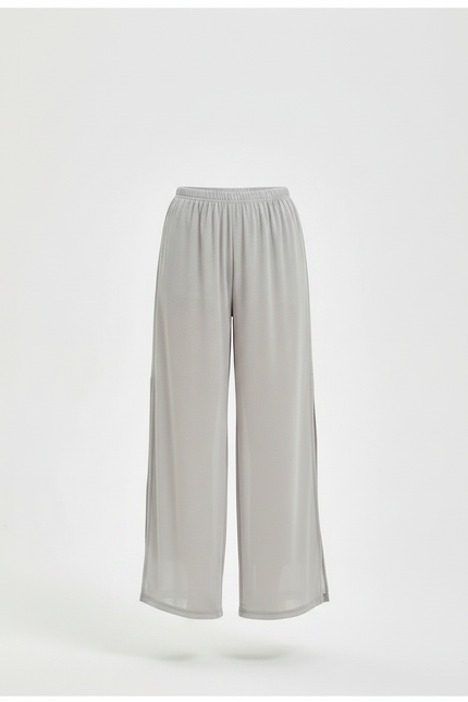Pantalon Gris Fluide Ample Fendu Léger Fille - Polyester - vue 3