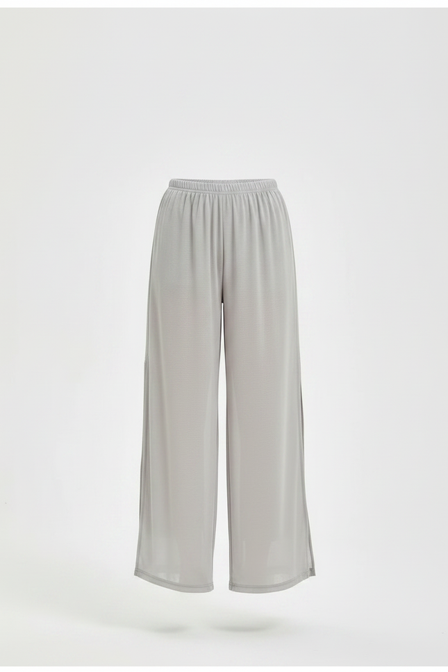 Pantalon Gris Fluide Ample Fendu Léger Fille - Polyester - vue 3