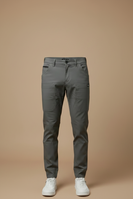 Pantalon Gris Cargo Homme Multi-poches Décontracté Slim - Gabardine - vue 3