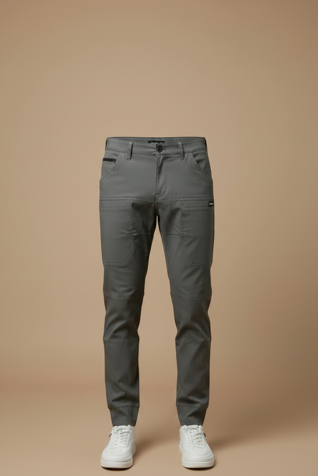 Pantalon Gris Cargo Homme Multi-poches Décontracté Slim - Gabardine - vue 3