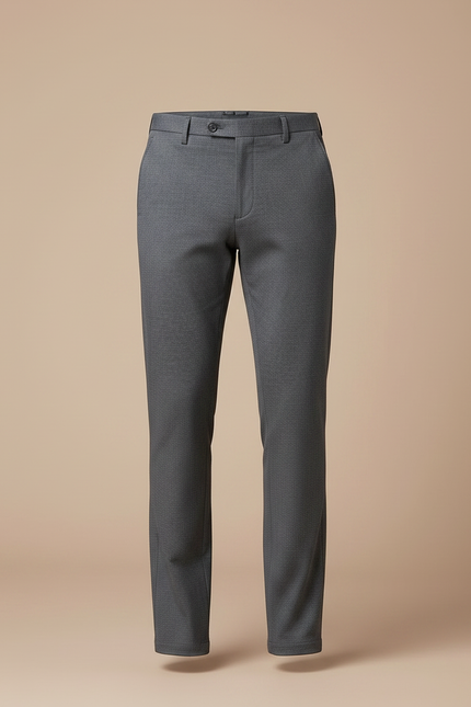 Pantalon Gris Droit Élégant Motif Discret Homme - Laine - vue 3