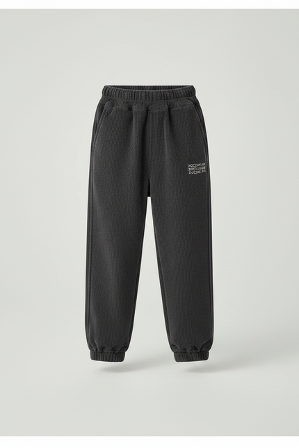 Pantalon Gris Côtelé Jogging Garçon Confortable Doux - Cordé - vue 3