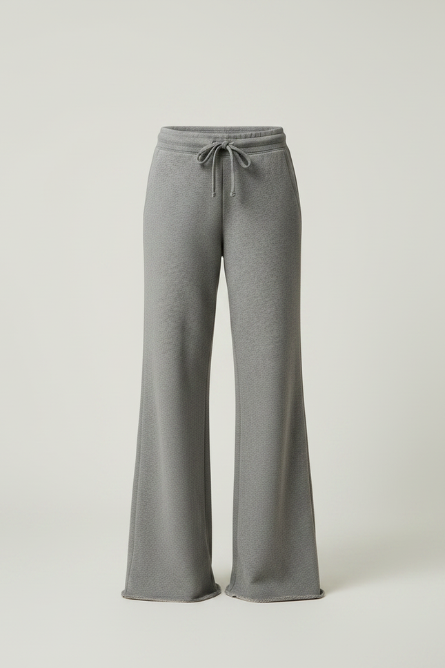 Pantalon Gris Large Molletonné Confortable Cordon Femme - vue 3