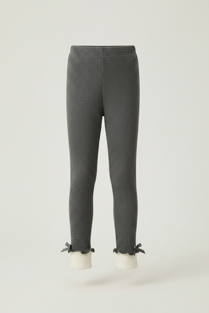 Pantalon Gris Côtelé Chaud Molletonné Enfant Hiver - Cordé - vue 3