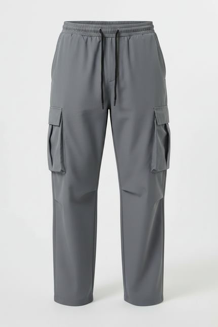 Pantalon Gris Cargo Ample Décontracté Homme Cordon - Polyester - vue 3