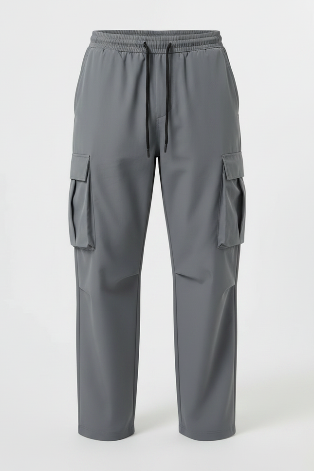 Pantalon Gris Cargo Ample Décontracté Homme Cordon - Polyester - vue 3