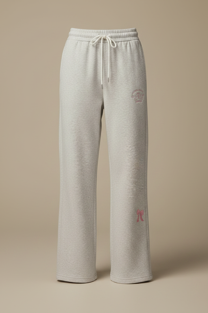 Pantalon Gris Ample Décontracté Brodé Femme - Molleton - vue 3