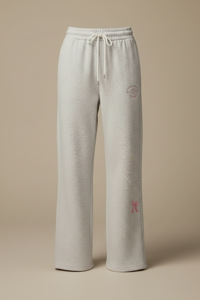 Pantalon Gris Ample Décontracté Brodé Femme - Molleton - vue 3