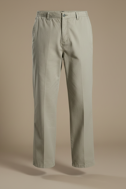 Pantalon Gris Décontracté Confortable Coton Ample Homme - Kaki - vue 3