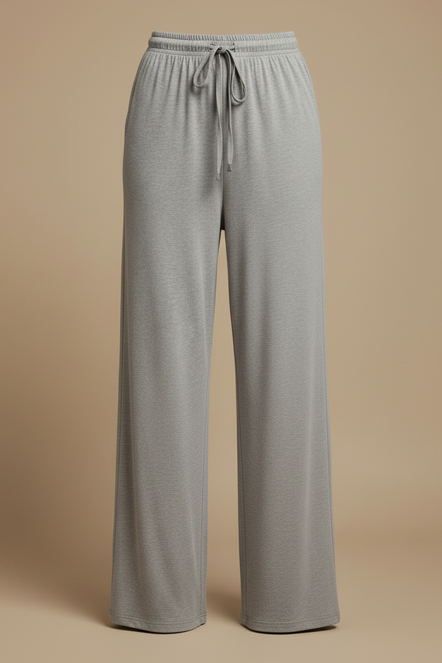 Pantalon Gris Fluide Ample Cordon Décontracté Femme - Maille - vue 3