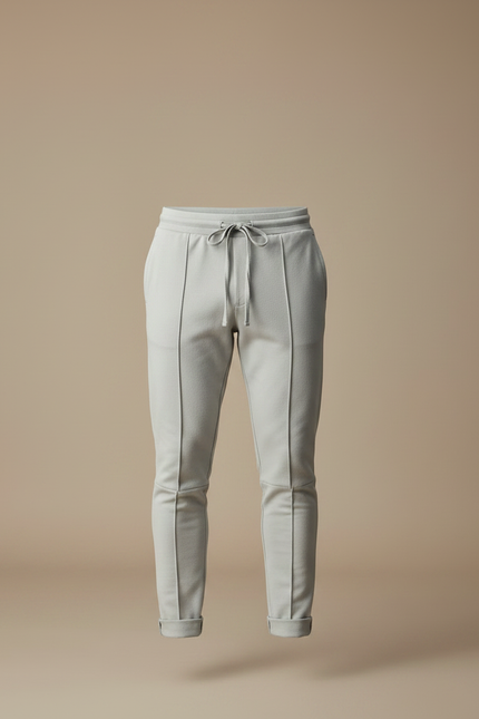 Pantalon Gris Cordon Décontracté Slim Élégant - Molleton - vue 3