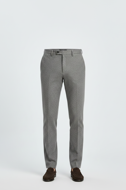 Pantalon Gris Texturé Slim Business Homme Laine Élégant - vue 3