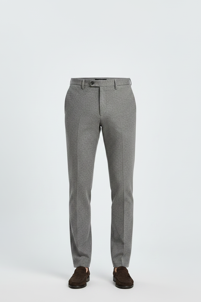 Pantalon Gris Texturé Slim Business Homme Laine Élégant - vue 3