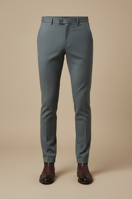 Pantalon Gris Slim Homme Elégant Habillé Stretch Formel - Gabardine - vue 3
