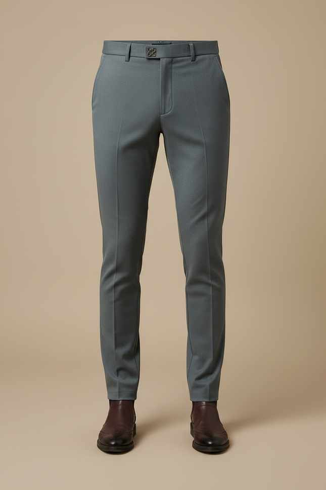 Pantalon Gris Slim Homme Elégant Habillé Stretch Formel - Gabardine - vue 3