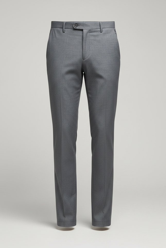 Pantalon Gris Droit Élégant Business Homme Ajusté - Gabardine - vue 3