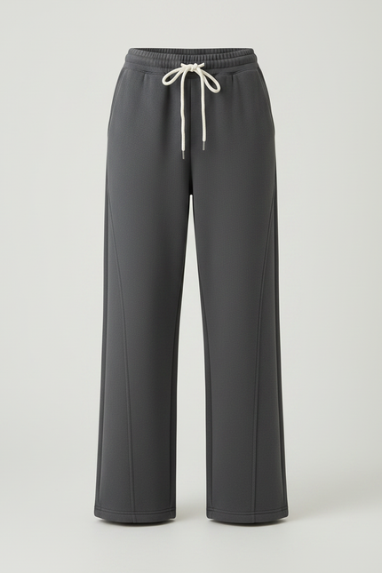 Pantalon Gris Molleton Polaire Ample Taille Haute - vue 3