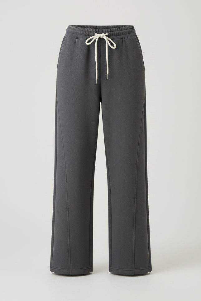 Pantalon Gris Molleton Polaire Ample Taille Haute - vue 3