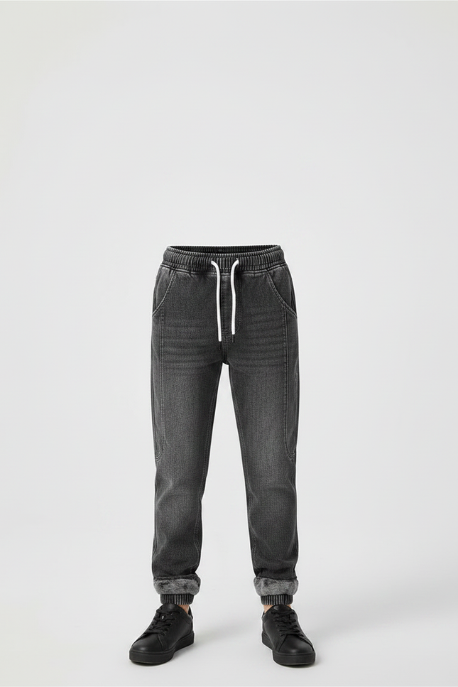Pantalon Gris Jogger Molletonné Chaud Enfant - Jean - vue 3