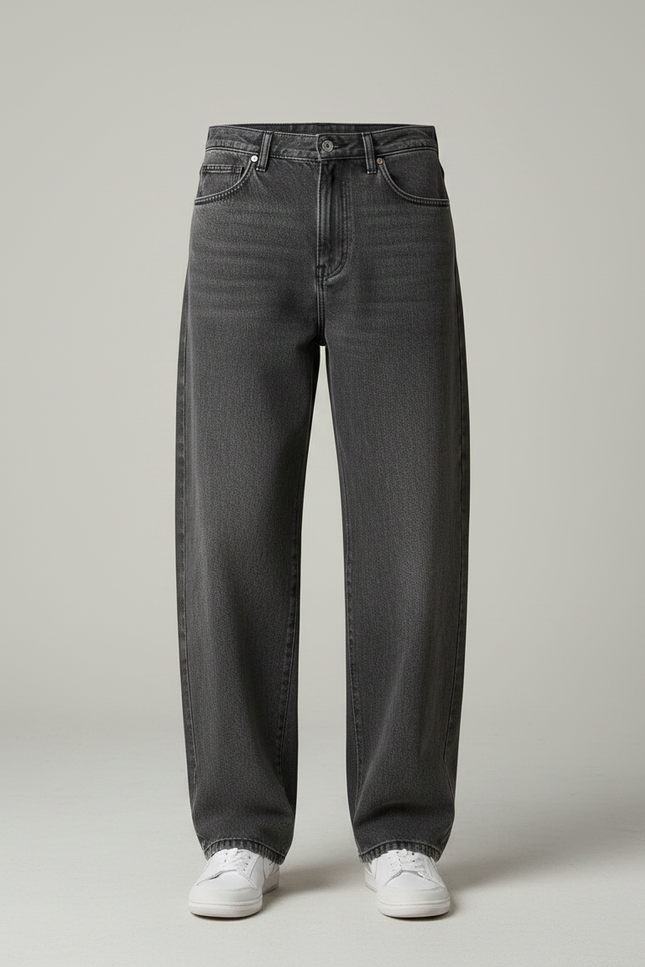 Pantalon Gris Ample Droit Décontracté Homme Coton - Jean - vue 3