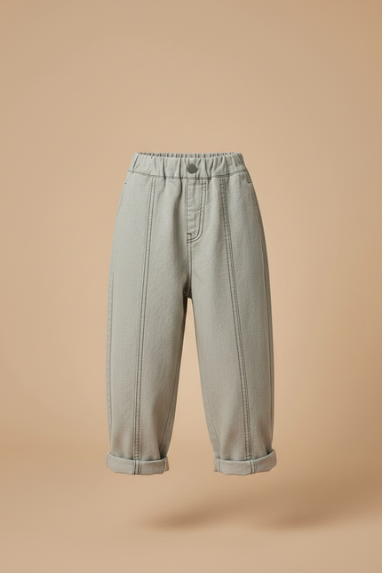 Pantalon Gris Ample Coton Décontracté Garçon - Jean - vue 3