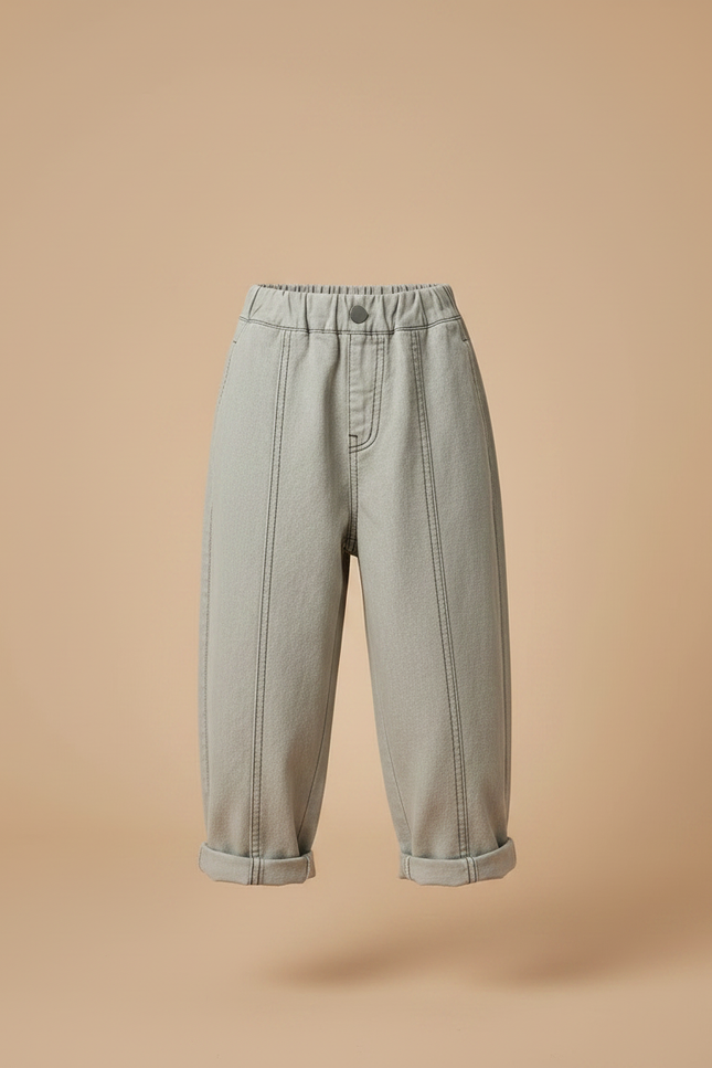 Pantalon Gris Ample Coton Décontracté Garçon - Jean - vue 3