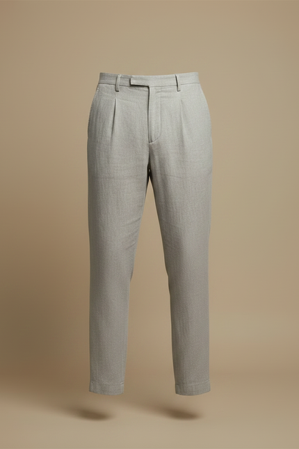 Pantalon En Lin Gris Homme - vue 3