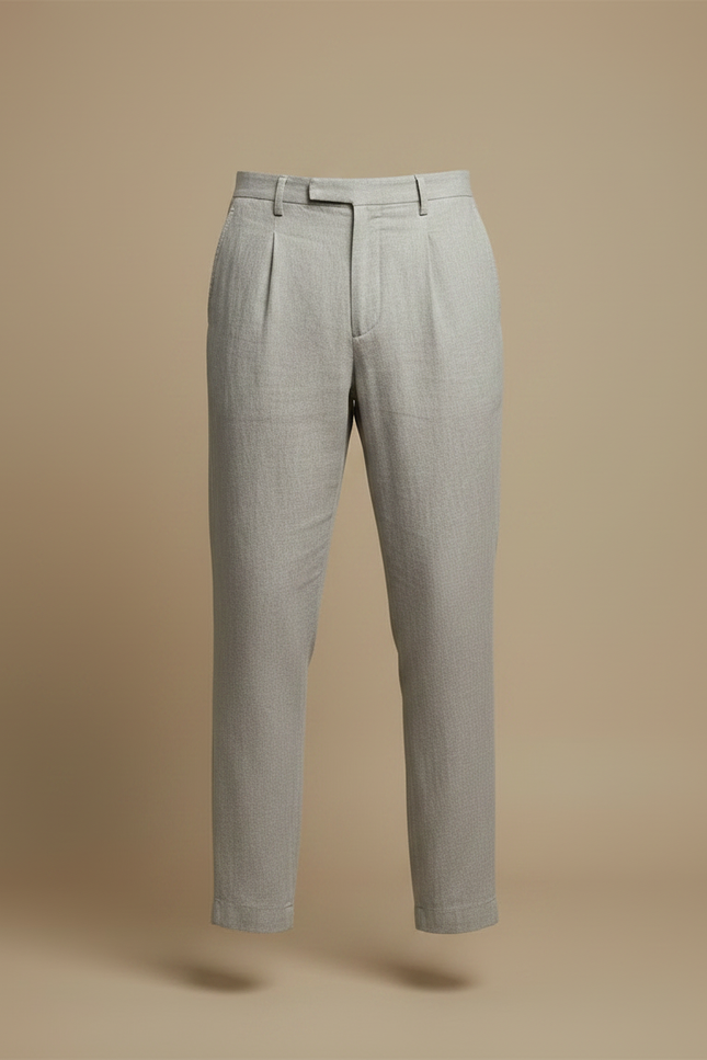 Pantalon En Lin Gris Homme - vue 3