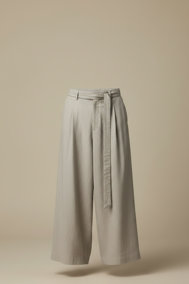 Pantalon Lin Gris Clair - vue 3