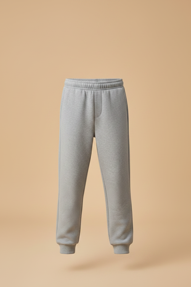 Pantalon Gris Molletonné Uni Enfant Confortable Décontracté - vue 3