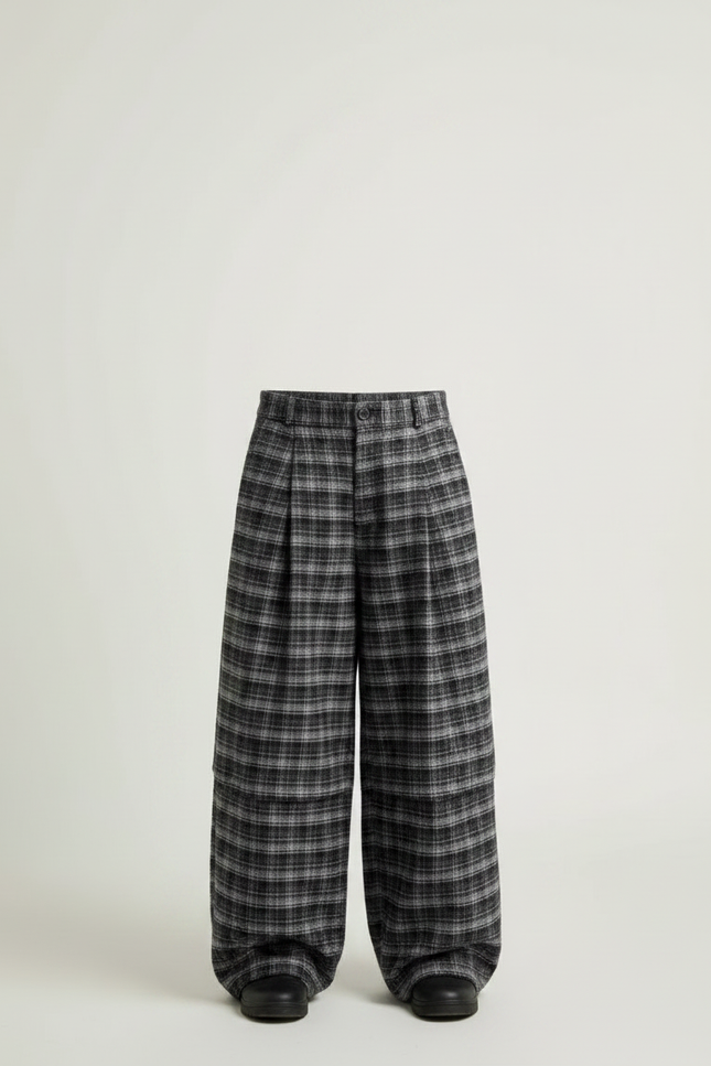 Pantalon Ecossais Gris - Laine - vue 3