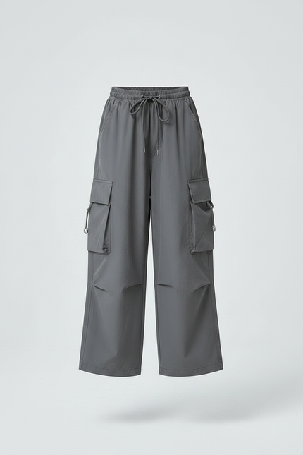 Pantalon Parachute Gris - Polyester - vue 3