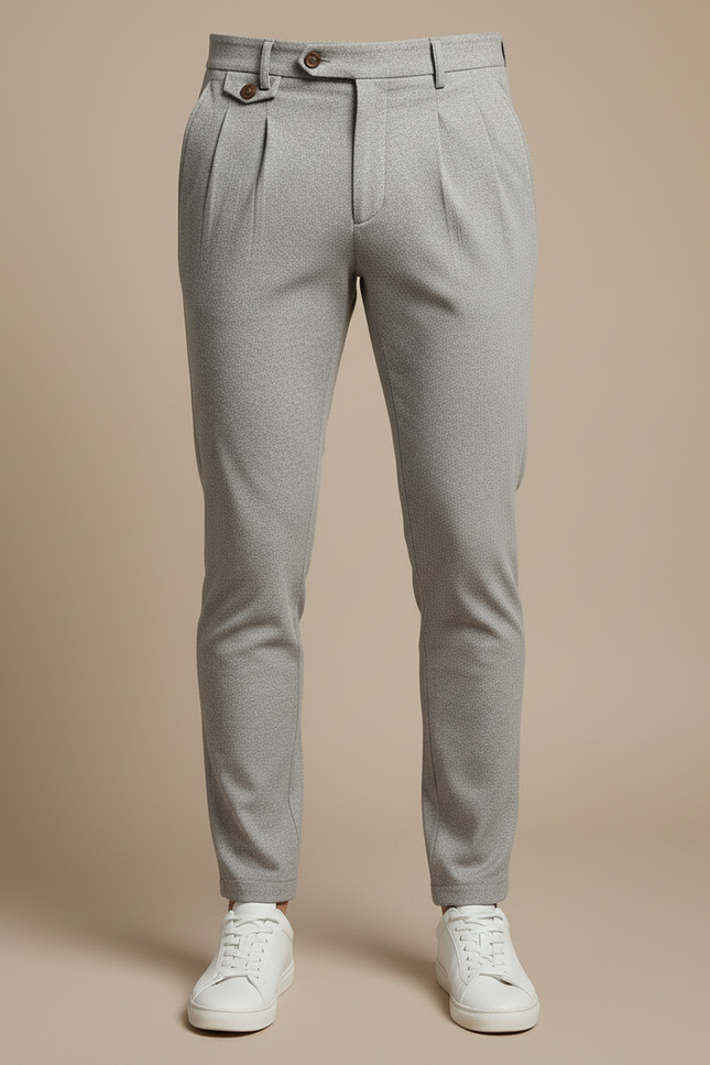 Pantalon Gris Plissé Slim Habillé Texturé Homme - Polyester - vue 3